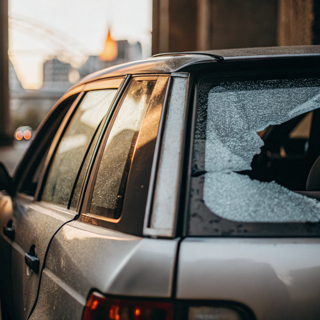 Broken car rear car glass replacement